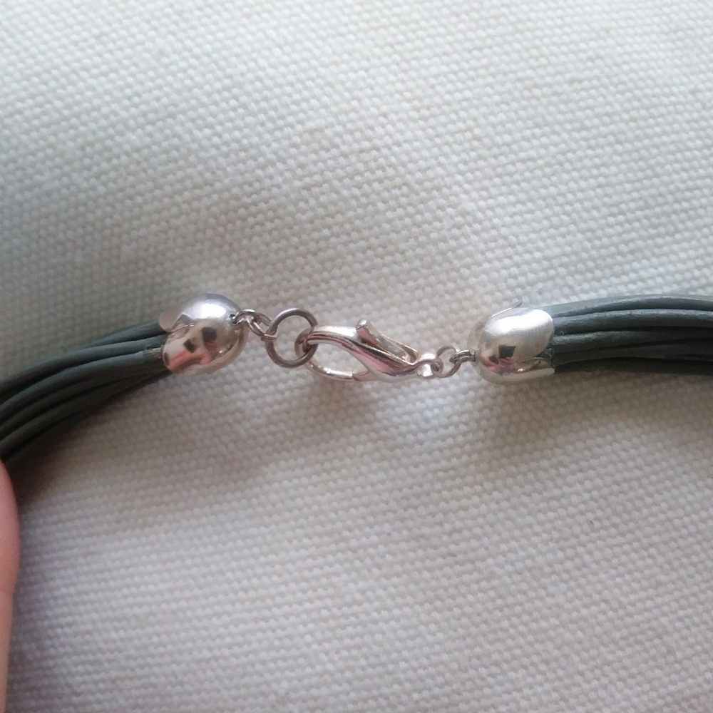 Sterling Silver Floral Pendant & Cord Necklace - Picture 10 of 11